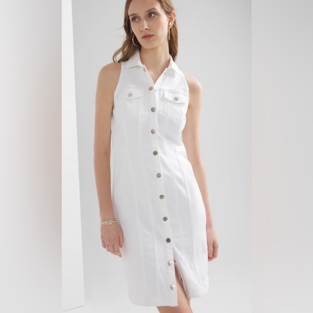 WHBM Denim Sleeveless White Dress size 12
